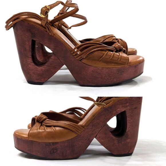 Vintage Platform Wooden Sandals - Picture 1 of 10